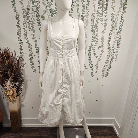 J.Crew Button-front cotton poplin dress White Sz 0 - Picture 4 of 14